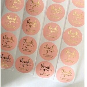Stickers Gold Tone Foil Thank You Pink Office Supplies 25 Count Posh